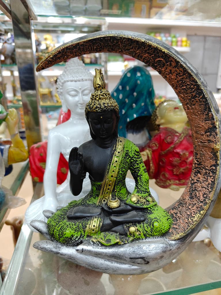 Black Buddha Statue | Decorative | Glass | Gold