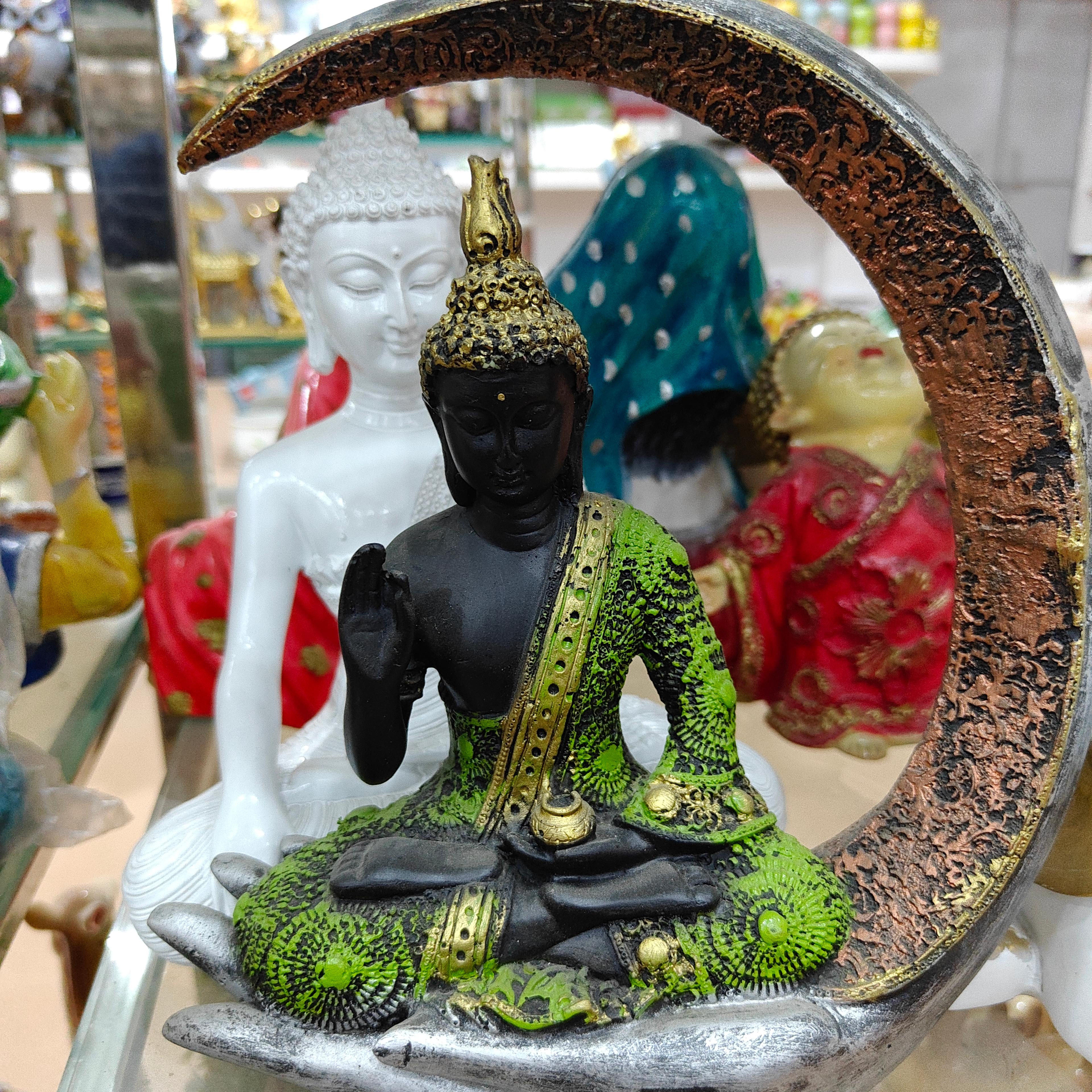 Black Buddha Statue | Decorative | Glass | Gold