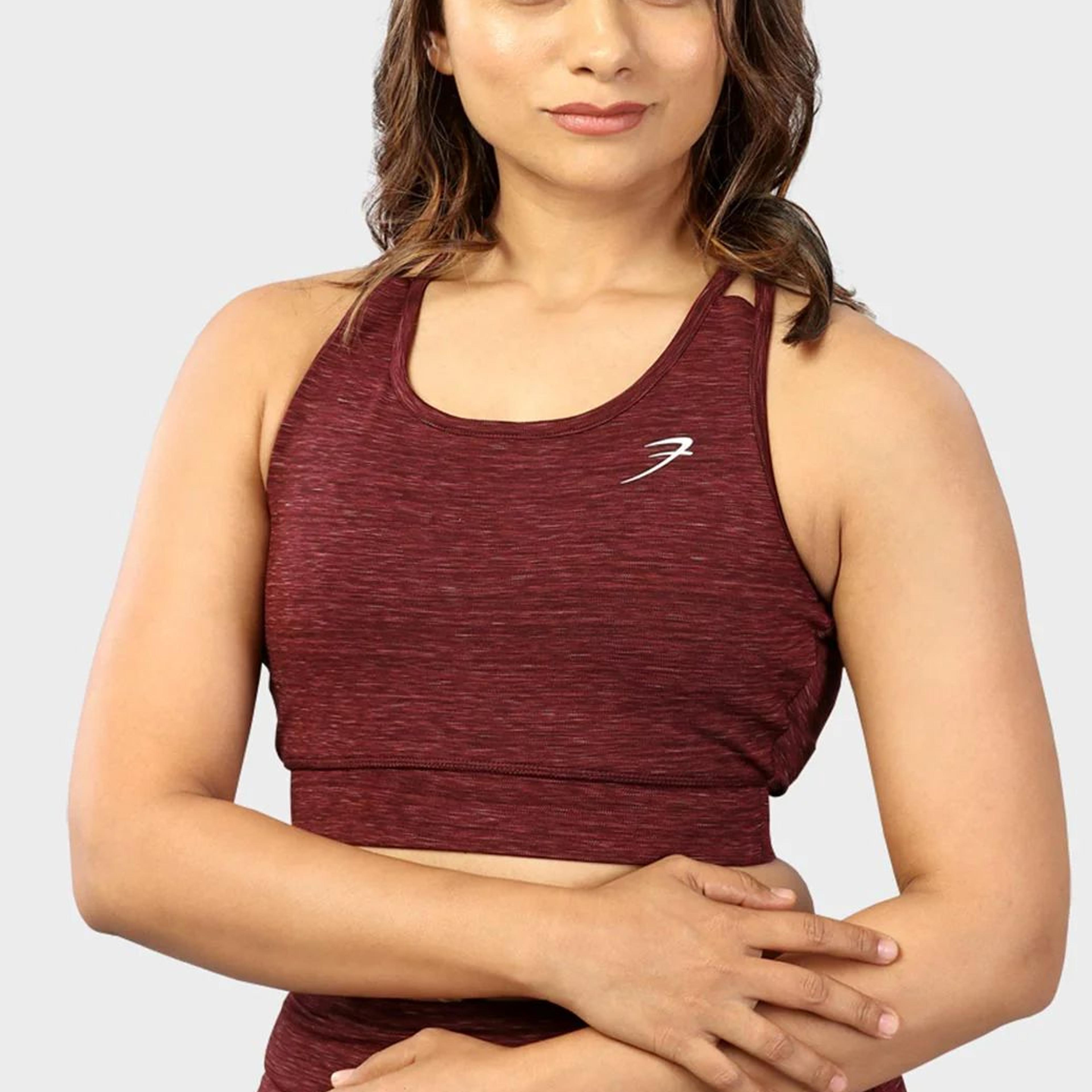 Essential Melange Sports Bra Maroon