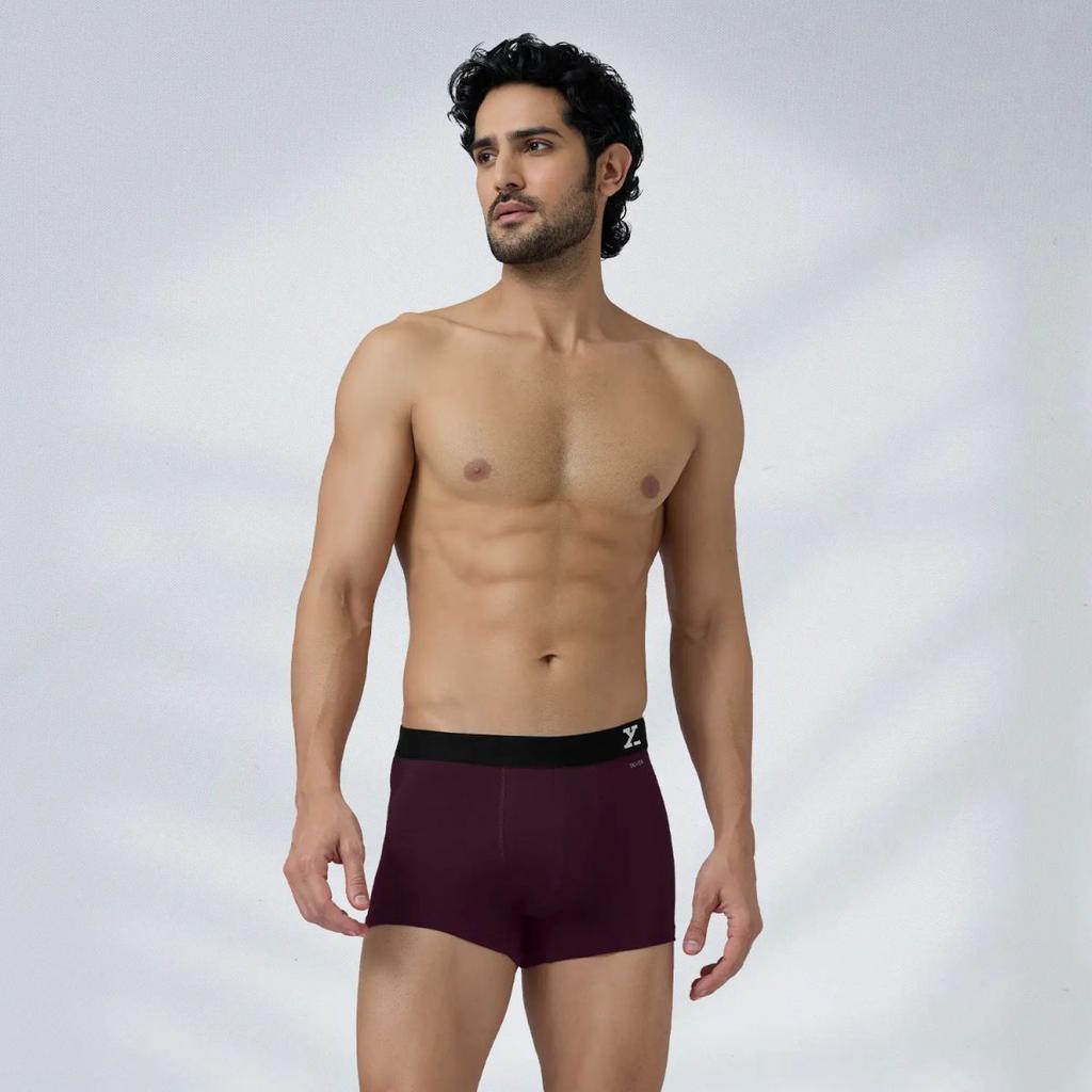 Aero Silver Cotton Trunks Plum Red