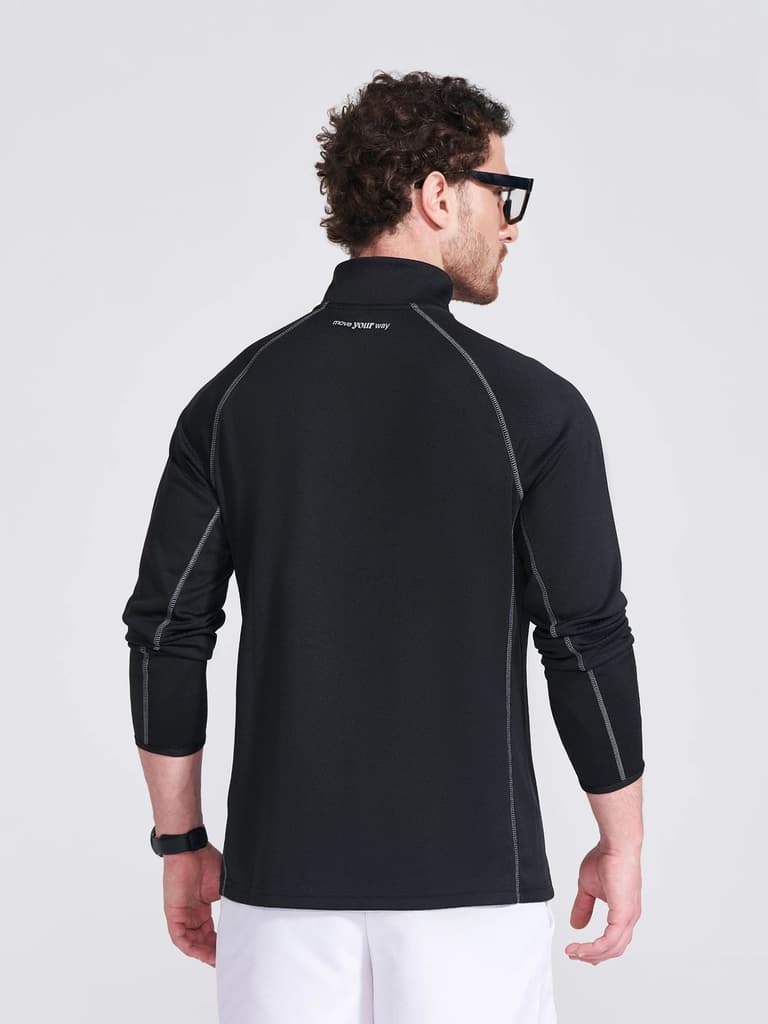 Men's Black Solid Stand Collar Jacket — photo 5