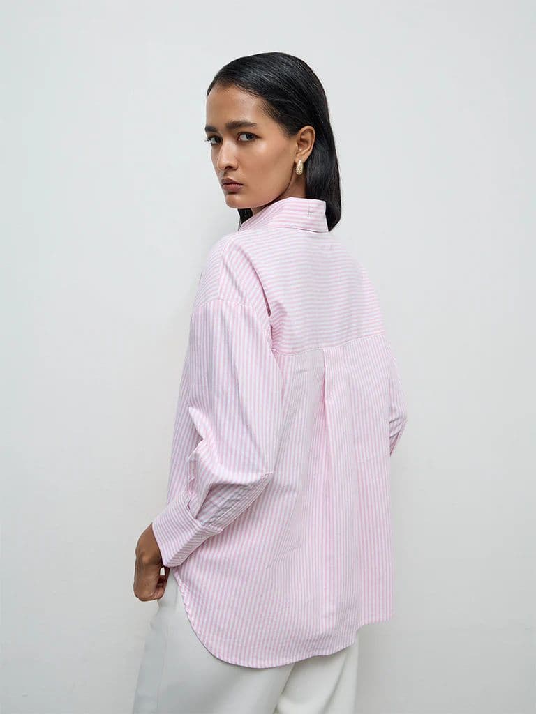 Wardrobe Pink Striped Cotton Shirt — photo 4
