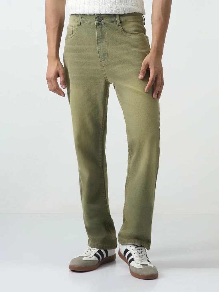 Men's Grey Straight Fit Heavy Washed Jeans Stretchable — 28 / Grey