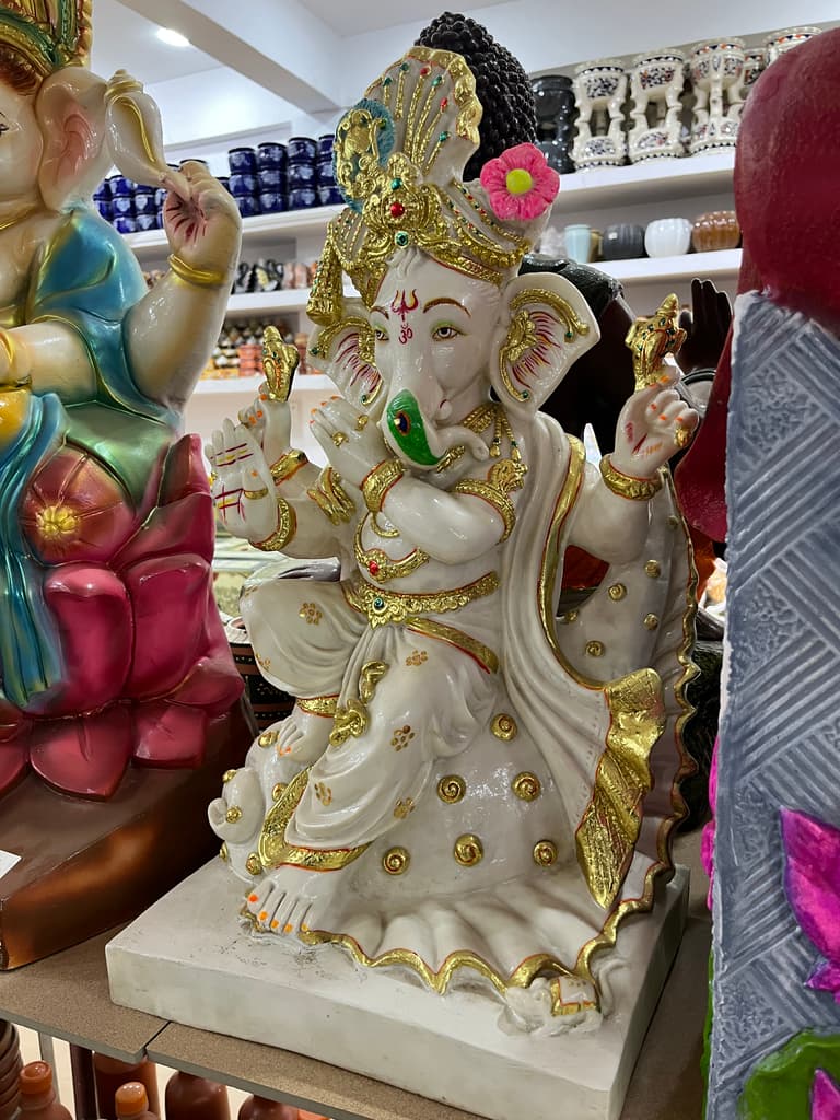 Ganesh Statue | Sculpture | Porcelain | White