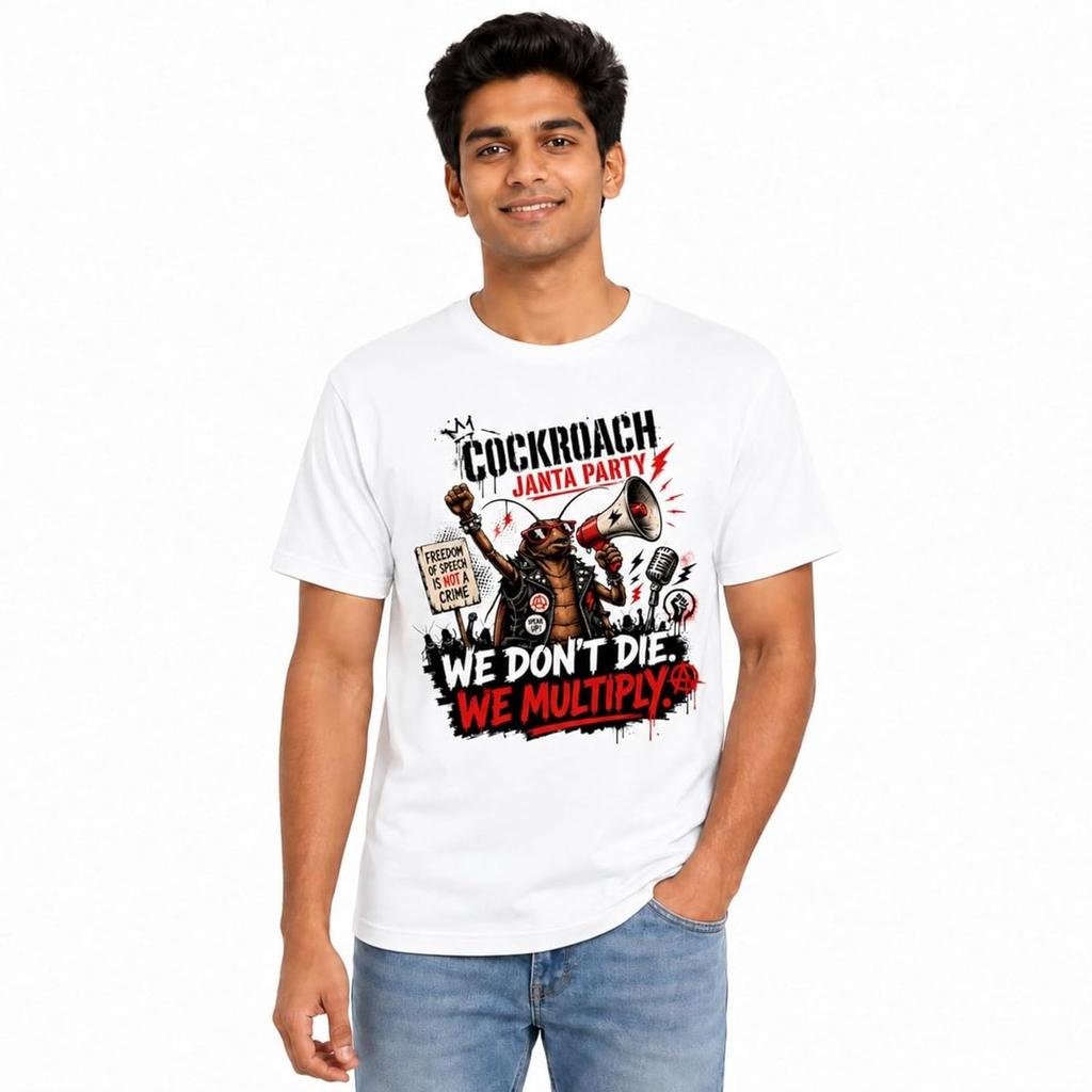 Cockroach Janta Party Graphic Printed T-Shirt | Unisex for Men & Women | Classic Fit Graphic Print| | 100% Cotton