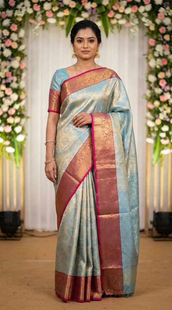 MIMOSA Women's Woven Design Kanjivaram Style Art Silk Saree with Blouse Piece - Ananda (SA00002446ANFREE) — Default Title