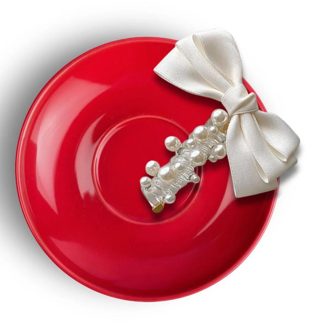 Bow n Glow Spiral Tie | Telephone Wire Clip with Satin Bow — White