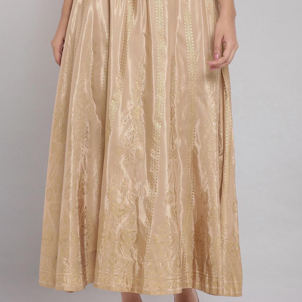 Gold Skirt with Foil Print