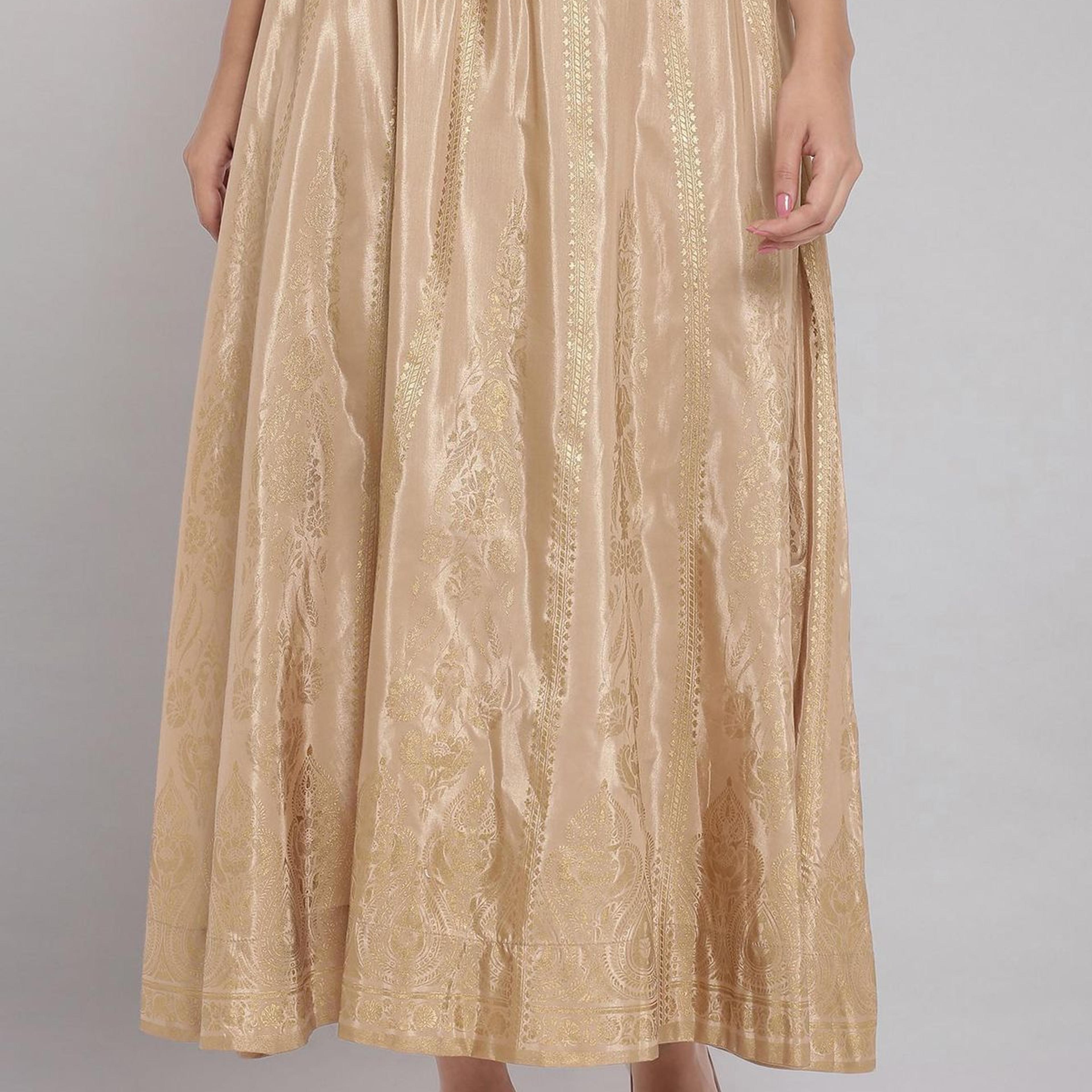Gold Skirt with Foil Print