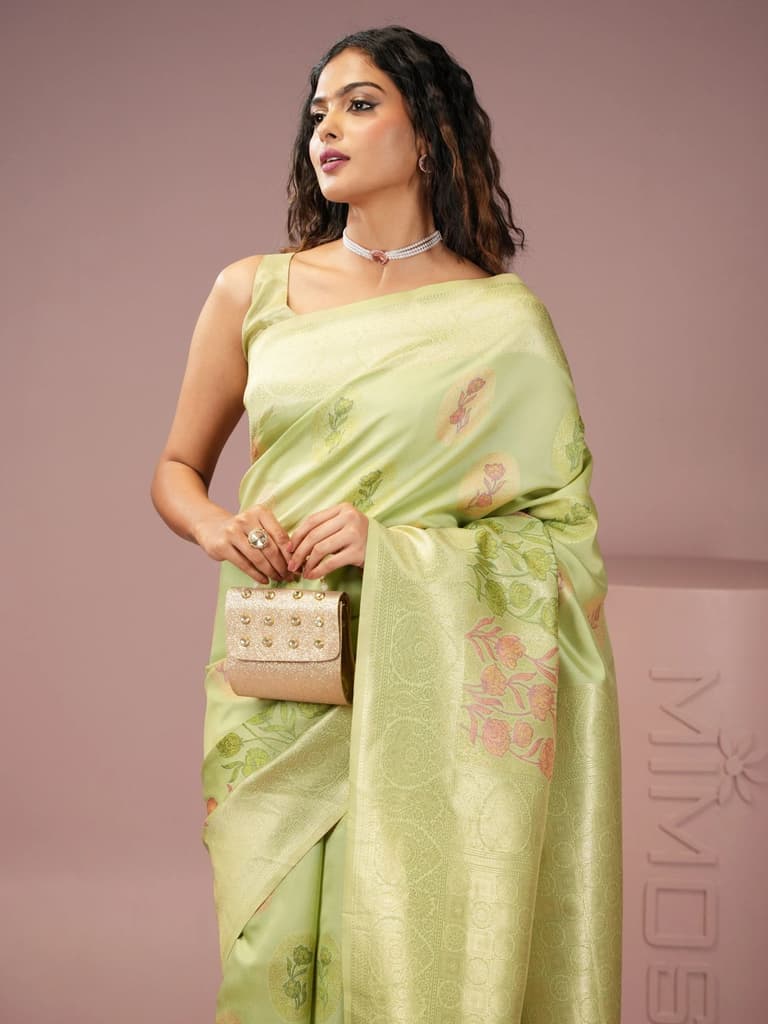 Mimosa Women's Woven Design Banarasi Style Art Silk Saree With Blouse Piece : SA00001990PSFREE