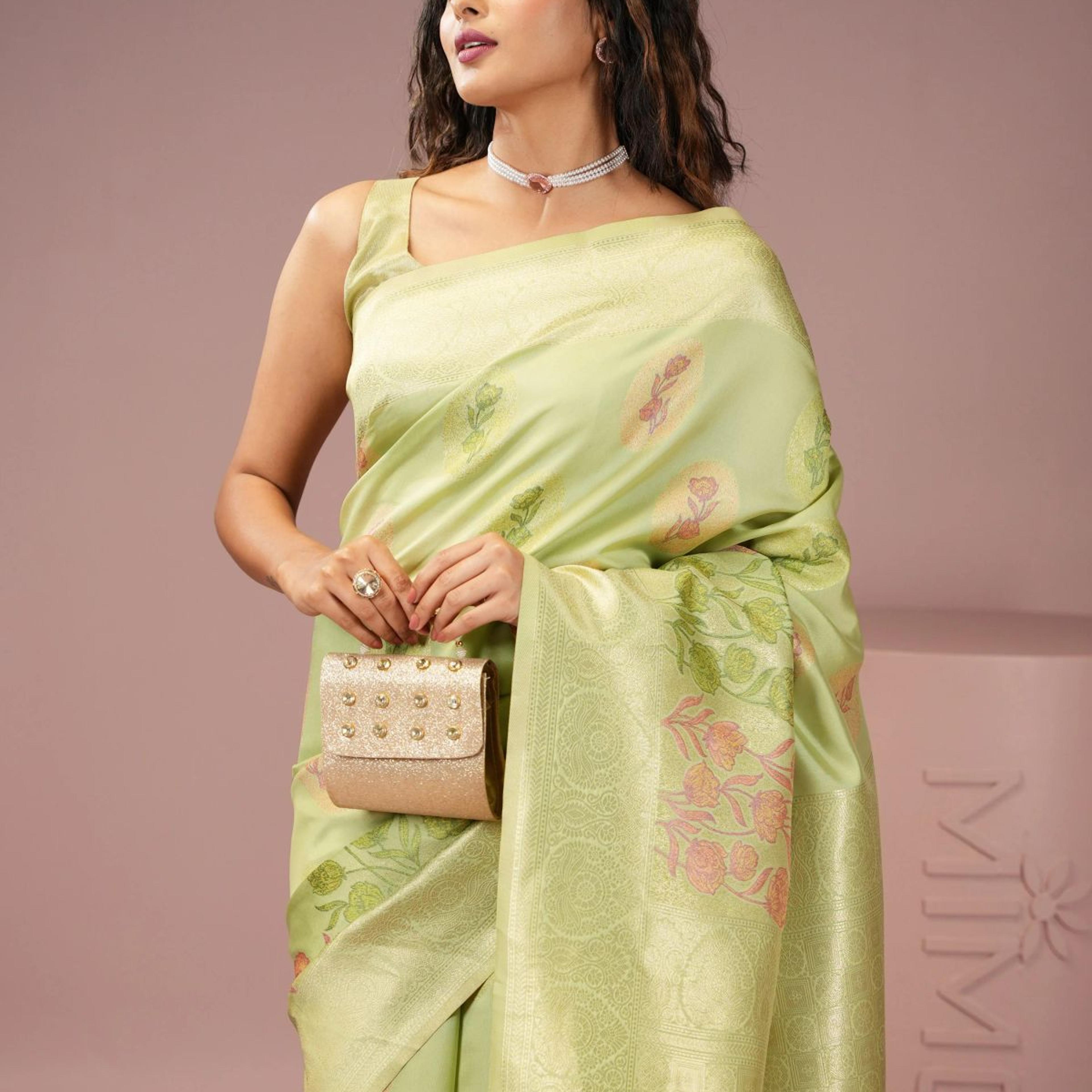 Mimosa Women's Woven Design Banarasi Style Art Silk Saree With Blouse Piece : SA00001990PSFREE