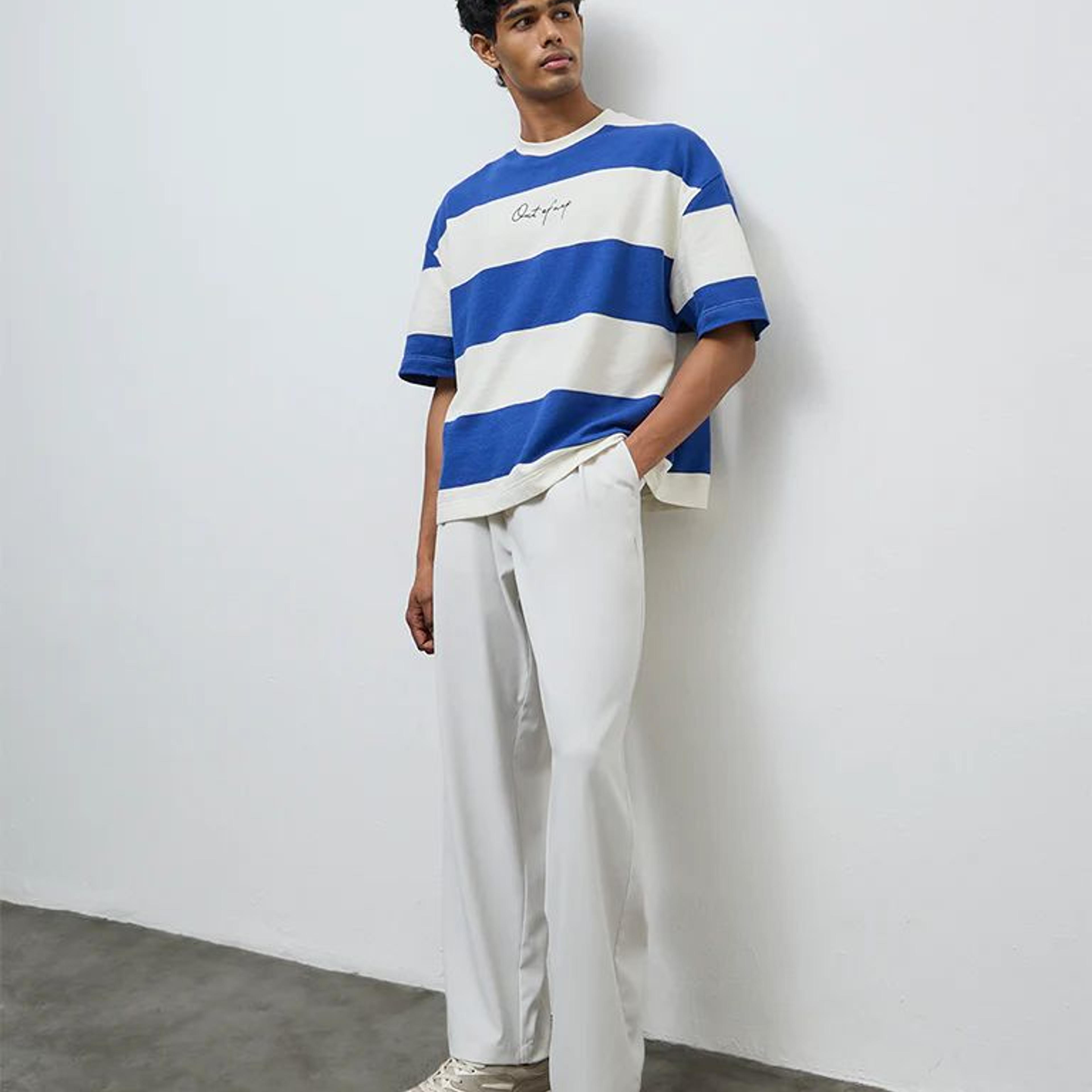 Nuon Ivory Solid Relaxed-Fit Mid-Rise Trousers