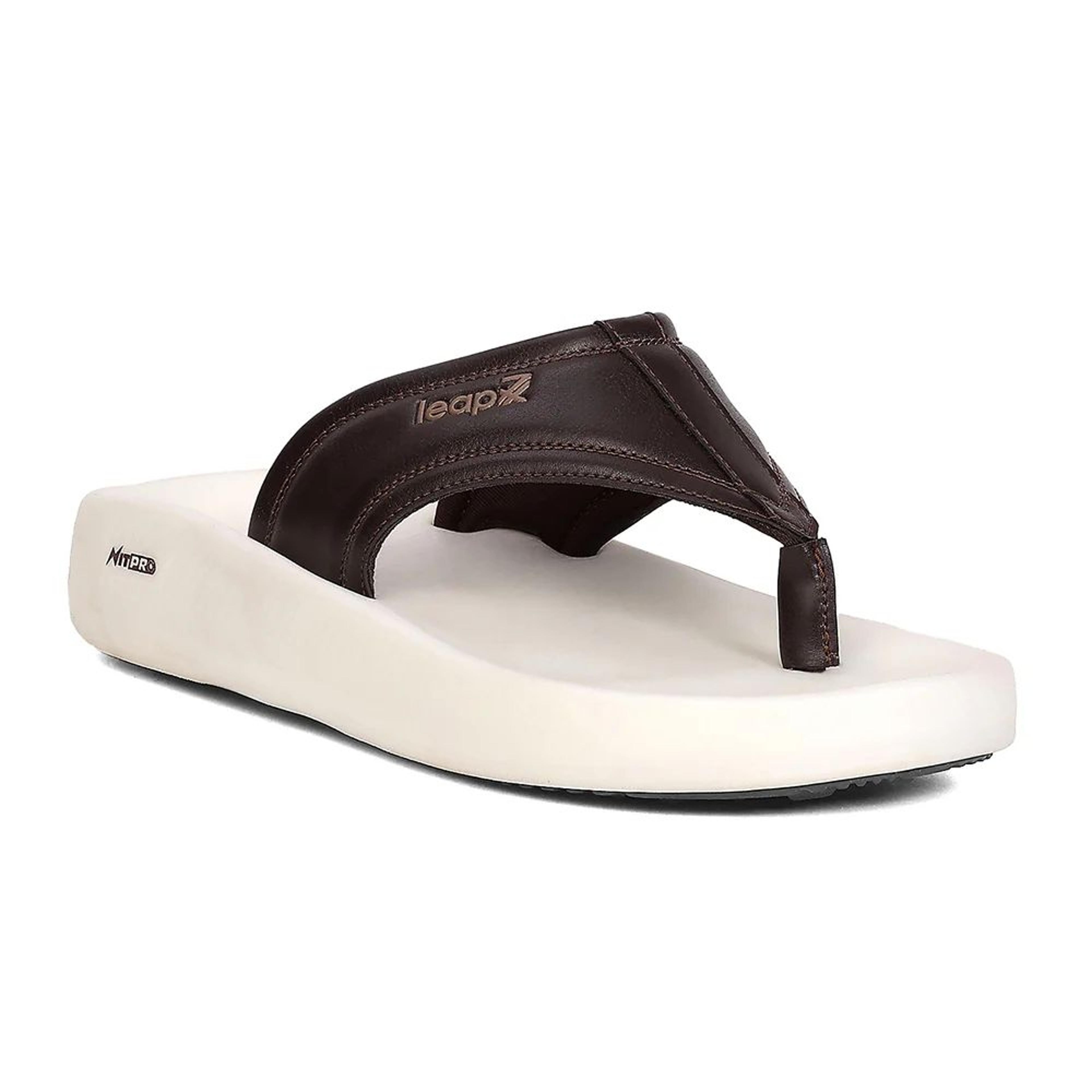 Leap7X NITWALK-31 Men's Brown Slip-on Slippers - Nitro Sole with Molded EVA Comfort