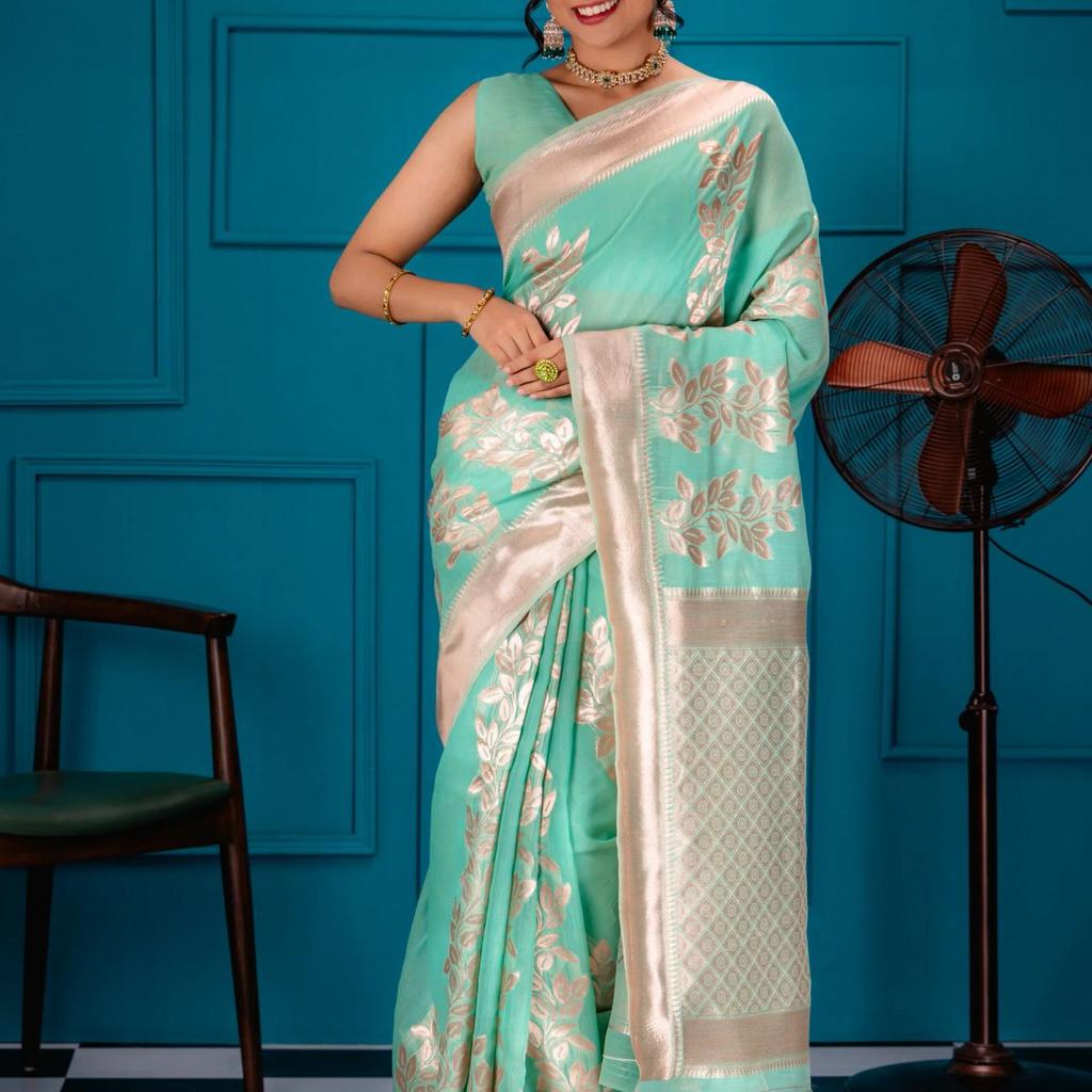 Mimosa Women's Woven Design Banarasi Style Art Silk Saree With Blouse Piece : SA00001765RMFREE