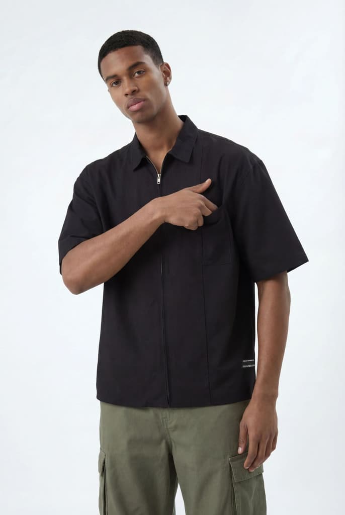 Zip Up Shirt // Black — photo 9