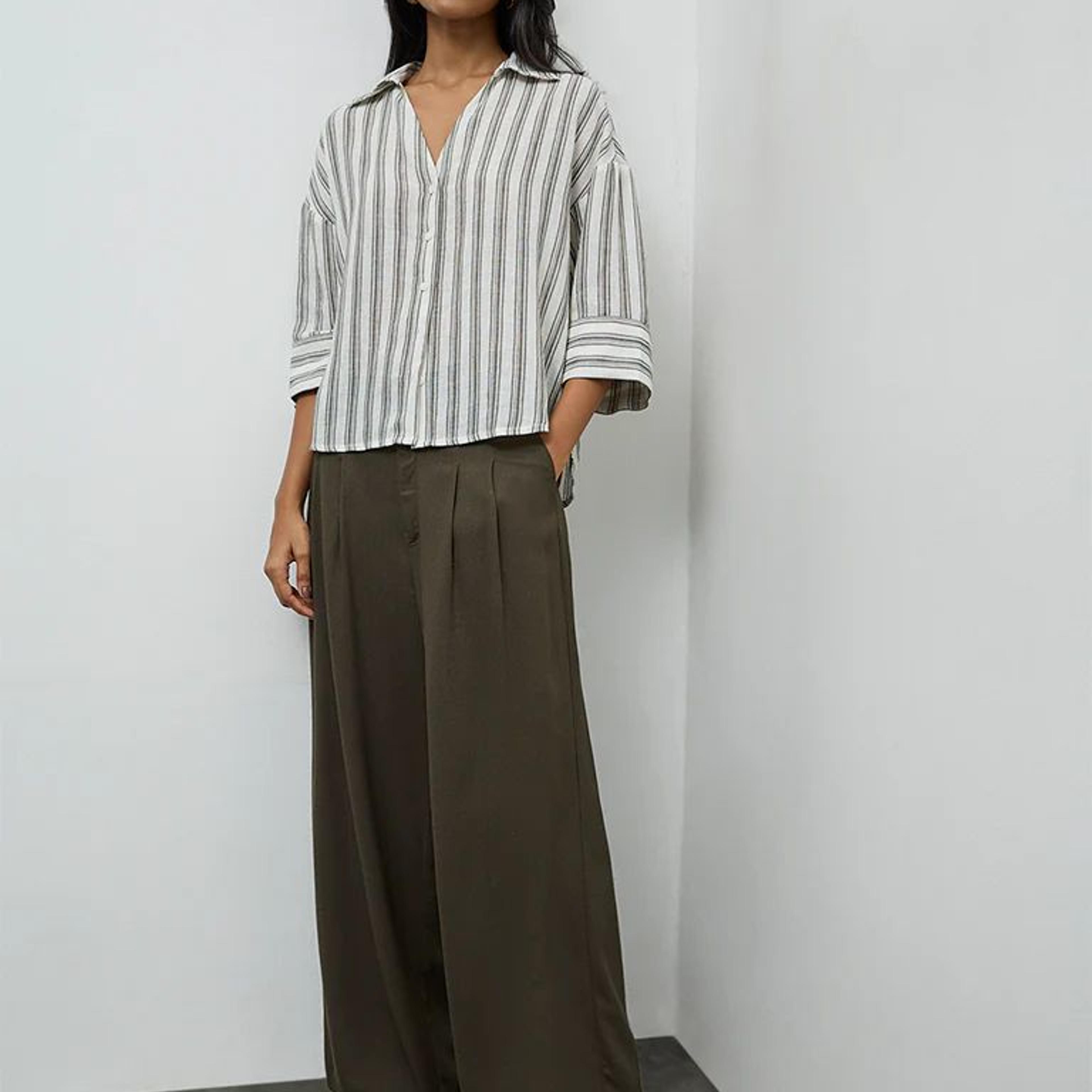 LOV Dark Olive High-Rise Trousers