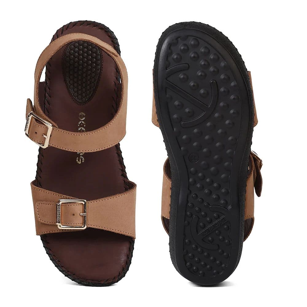 Healers MDG-4 Women's Tan Casual Sandals - EVERYDAY COMFORT with Premium Nubuck Upper — photo 4