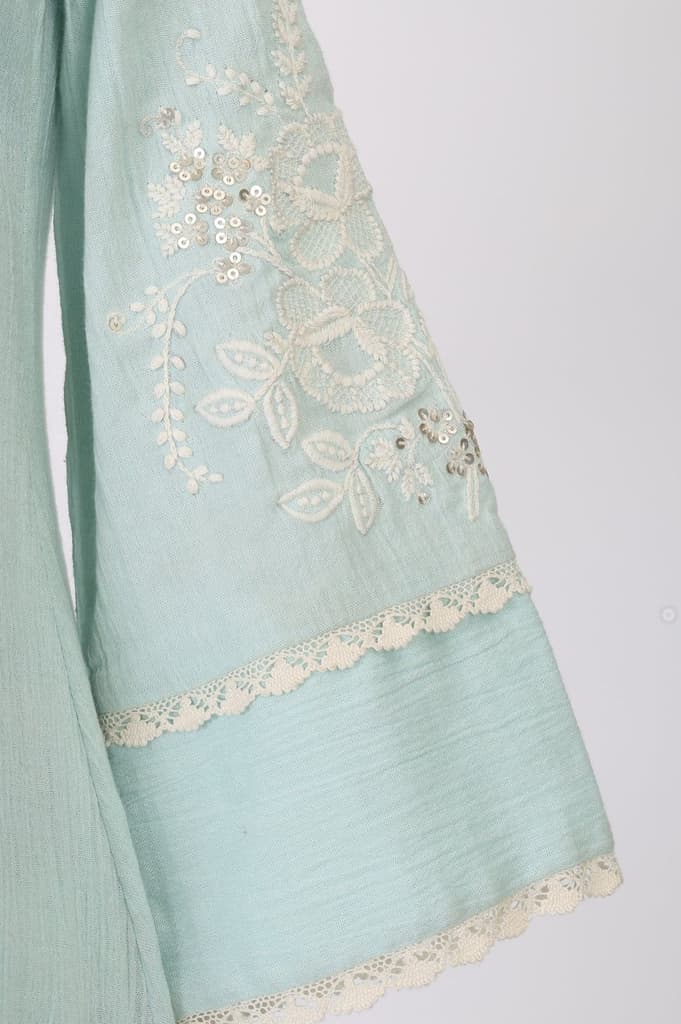 Blue Thread Embroidered Pure Cotton Straight Kurta with Straight Pants and Dupatta Set — photo 7