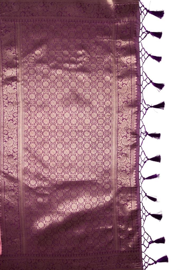 Mimosa Women's Woven Design Kanjivaram Style Art Silk Saree With Blouse Piece : SA00001600PNKFREE — photo 7