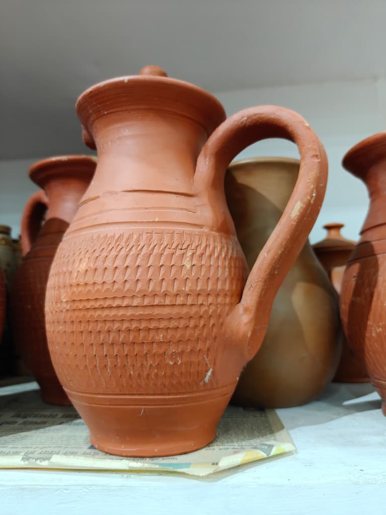 Red Vase with Handle | Ceramic | Decorative | Red