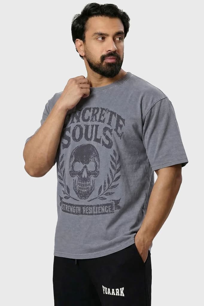 Concrete Soul Washed Oversized T-shirt Light Grey — photo 6