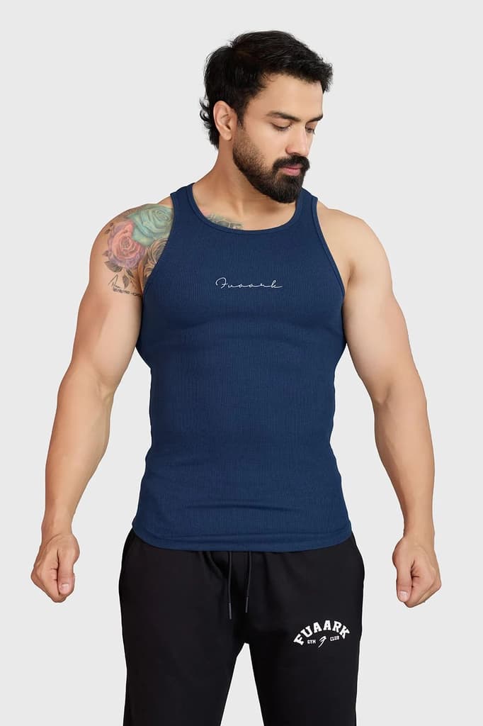 Ribbed Tank Navy — S