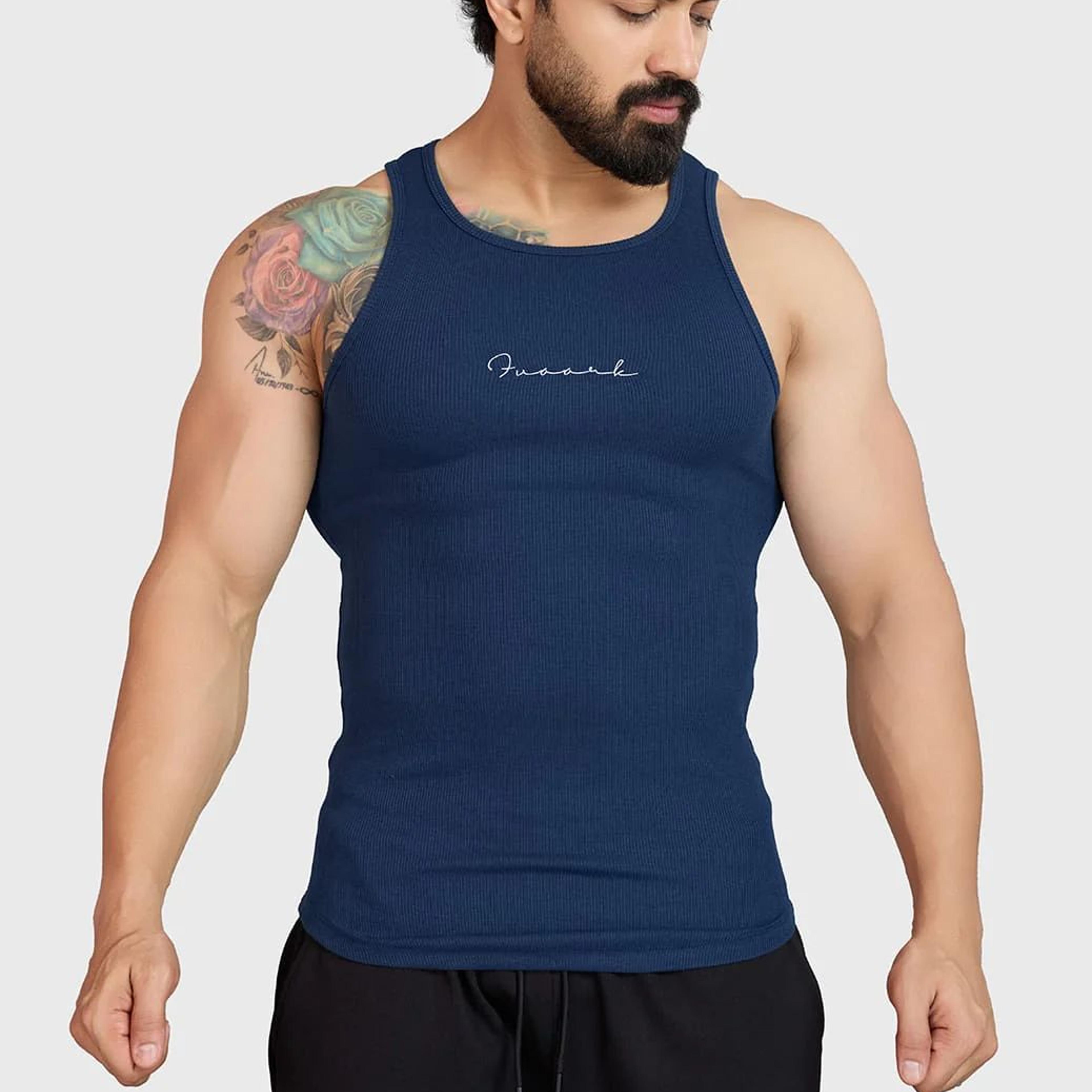 Ribbed Tank Navy