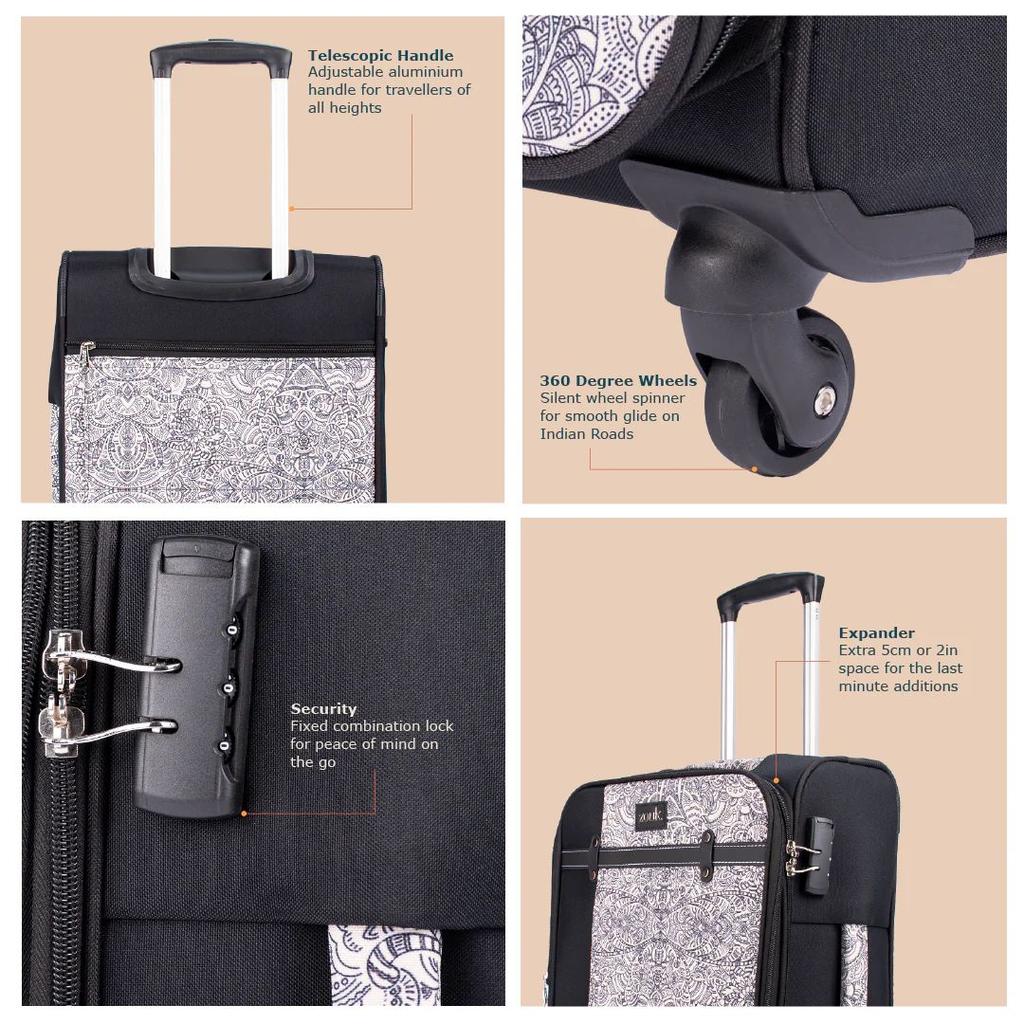 Colaba Shirin Saira Trolley Bag - Black (Medium)