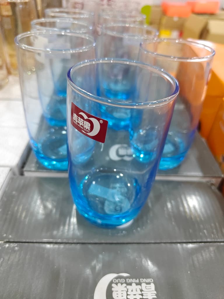 Blue Glass Drinking Glass | Tall | Thin | Clear