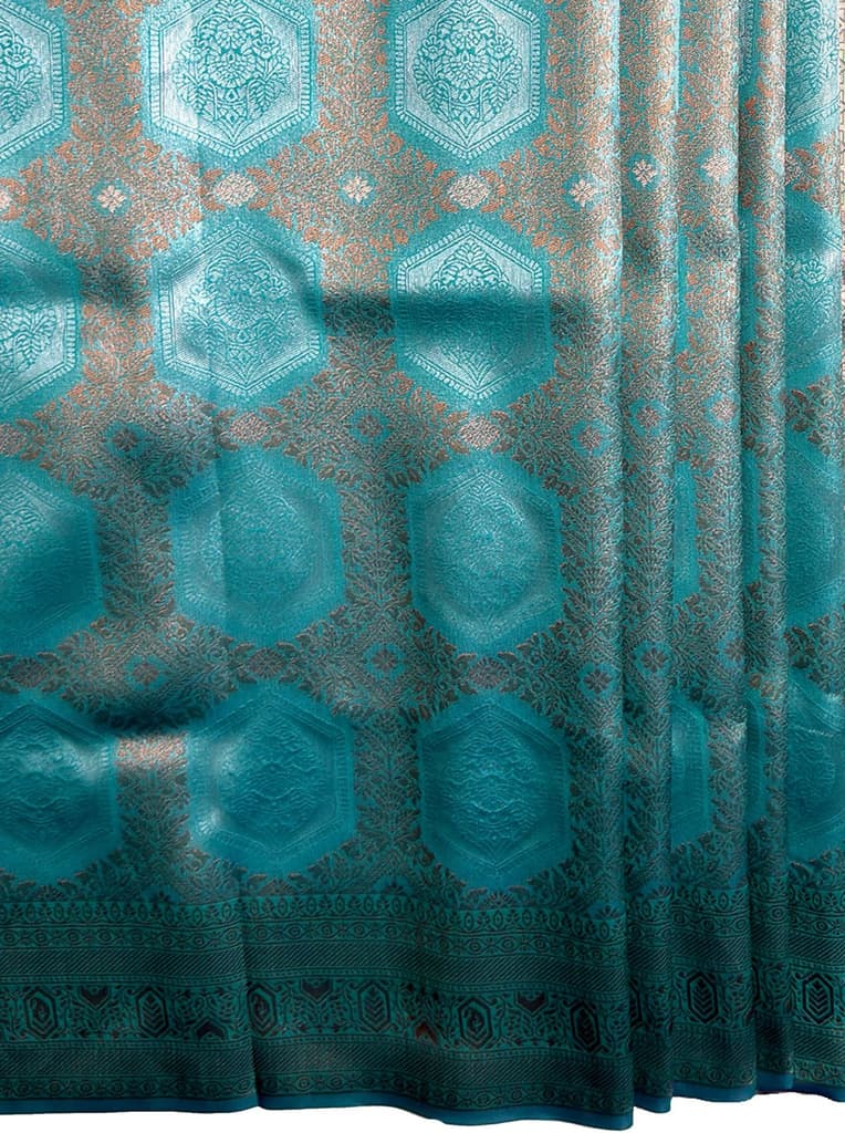 MIMOSA Women's Woven Design Kanjivaram Style Art Silk Saree with Blouse Piece - Saffire ( SA00002246SFFREE ) — photo 6