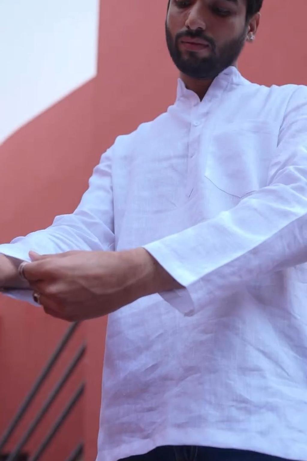 Mr. Saa linen kurta, for days when it’s too hot to try, but you still want to look like you did.