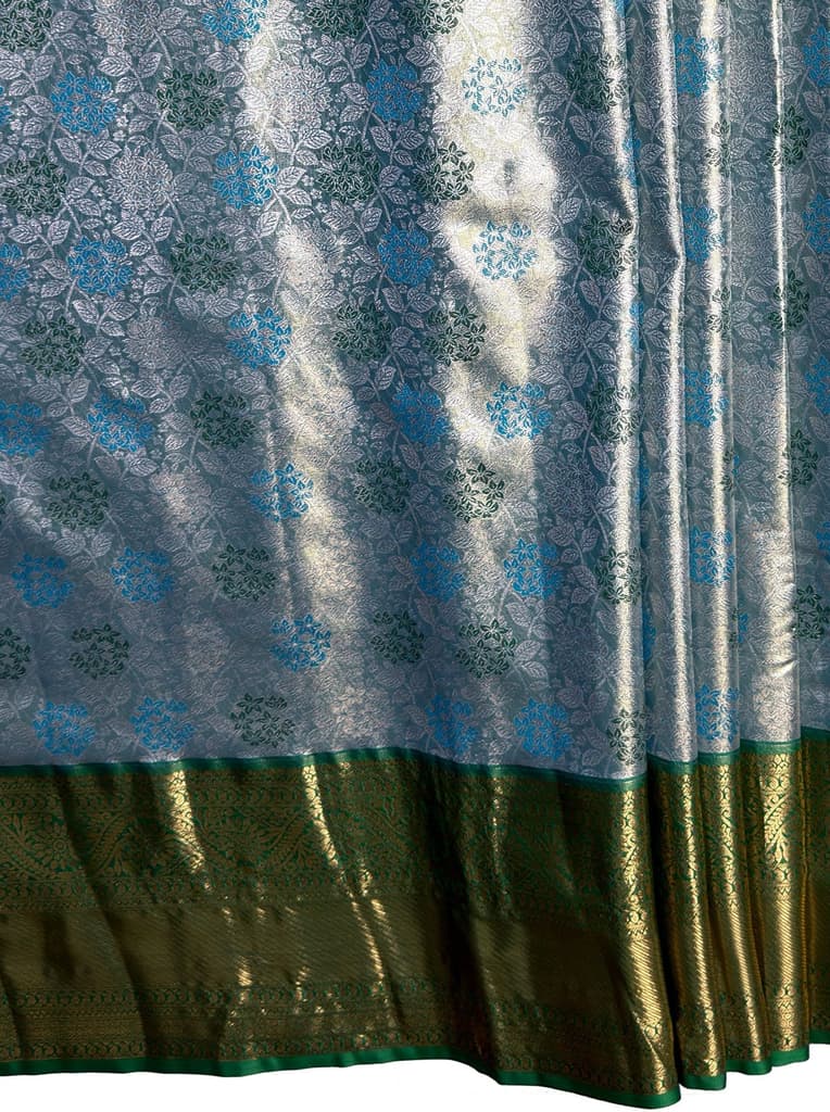 MIMOSA Women's Woven Design Kanjivaram Style Tissue Art Silk Saree with Blouse Piece - Saffire ( SA00002922SFFREE ) — photo 6