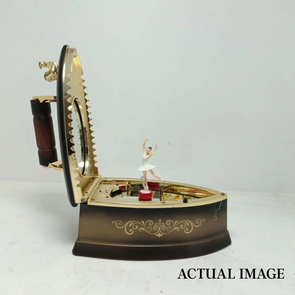 Vintage Steam Iron Music Box with Rotating Ballerina n LED Lights — photo 7
