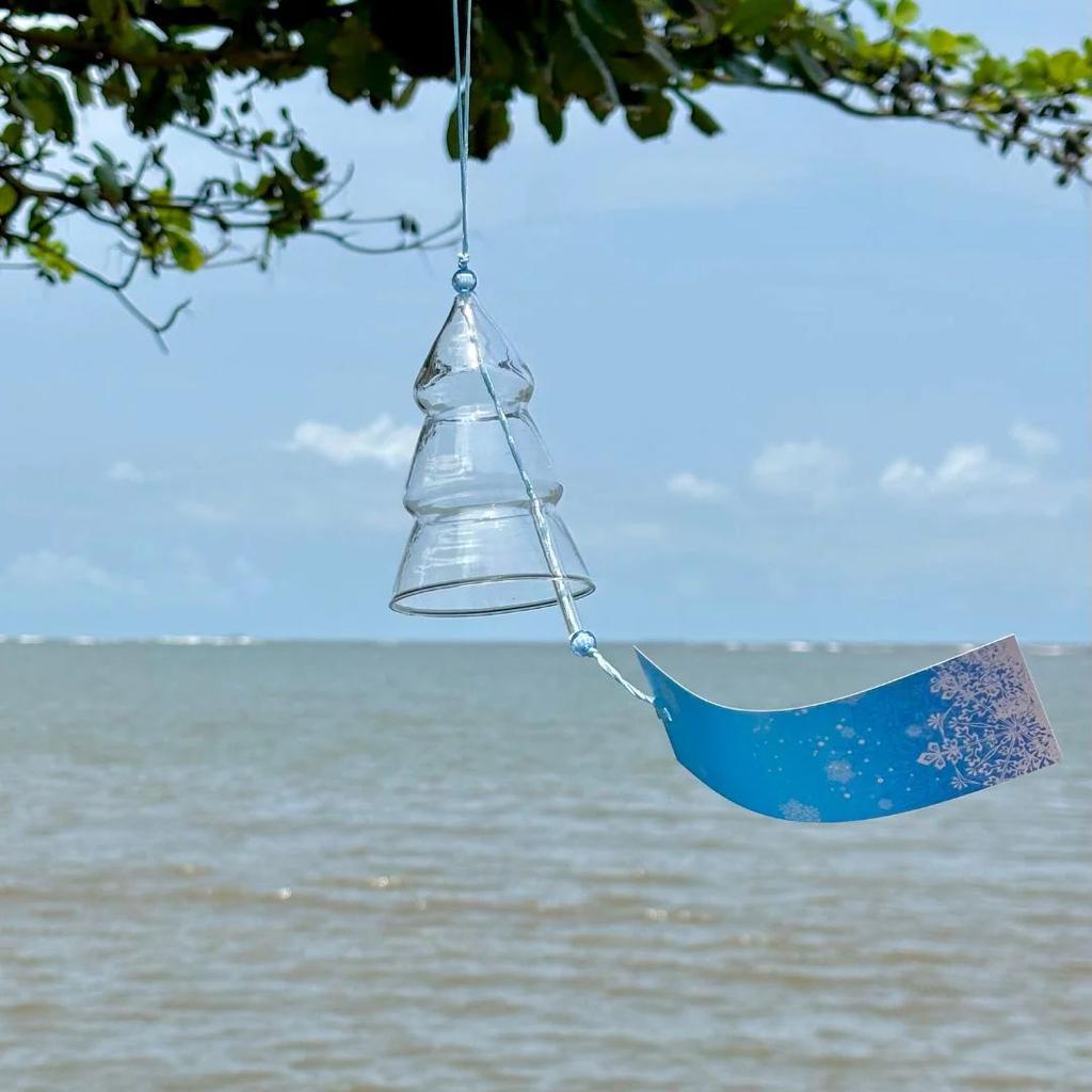 Tree Transparent Glass Blessing Bell — Blue