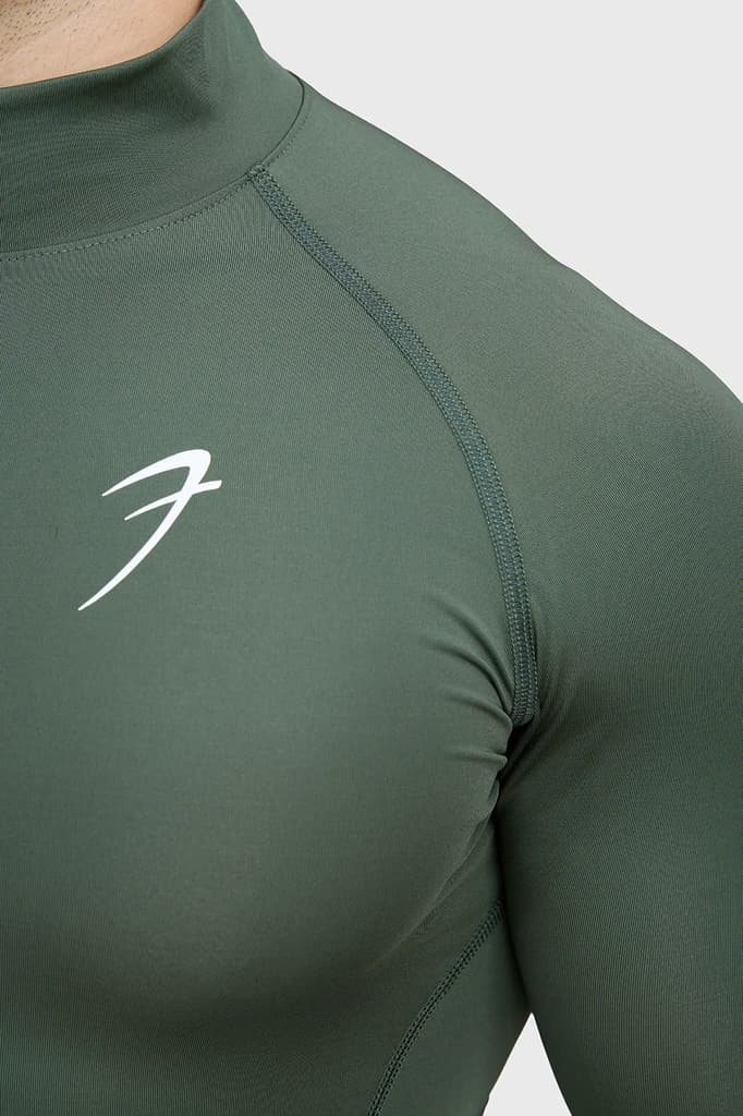 High Neck Compression Full Sleeves T-shirt Olive — photo 4