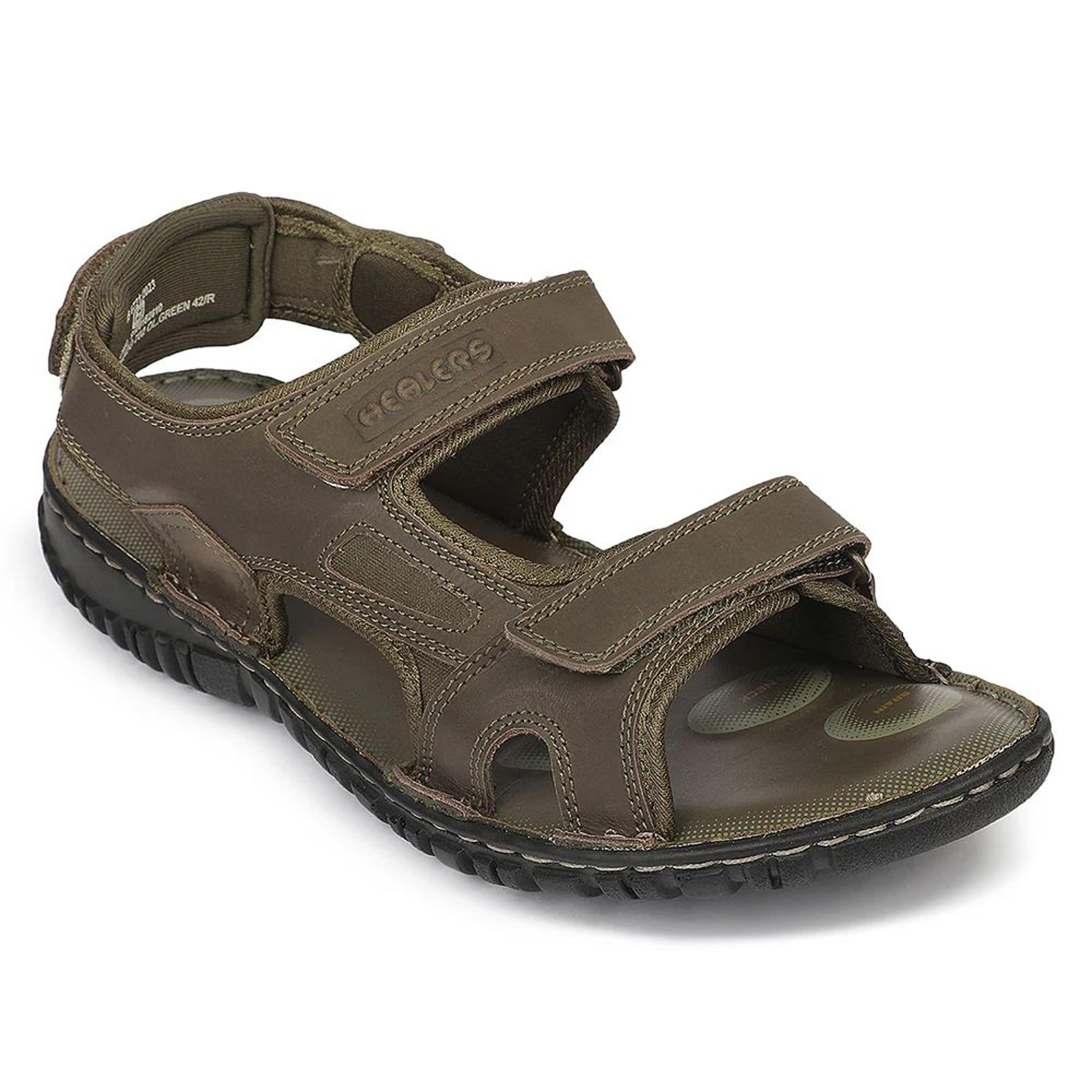 Healers RECARDO702 Sporty Olive Green Velcro Sandal for Men by Liberty
