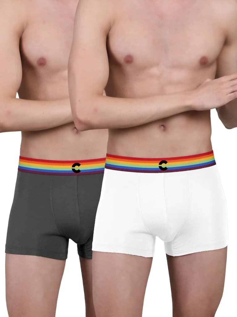 Pride Edition - Men's Anti-Bacterial Micro Modal Trunk (Pack of 2) — Pride White; Pride Grey / S / Men