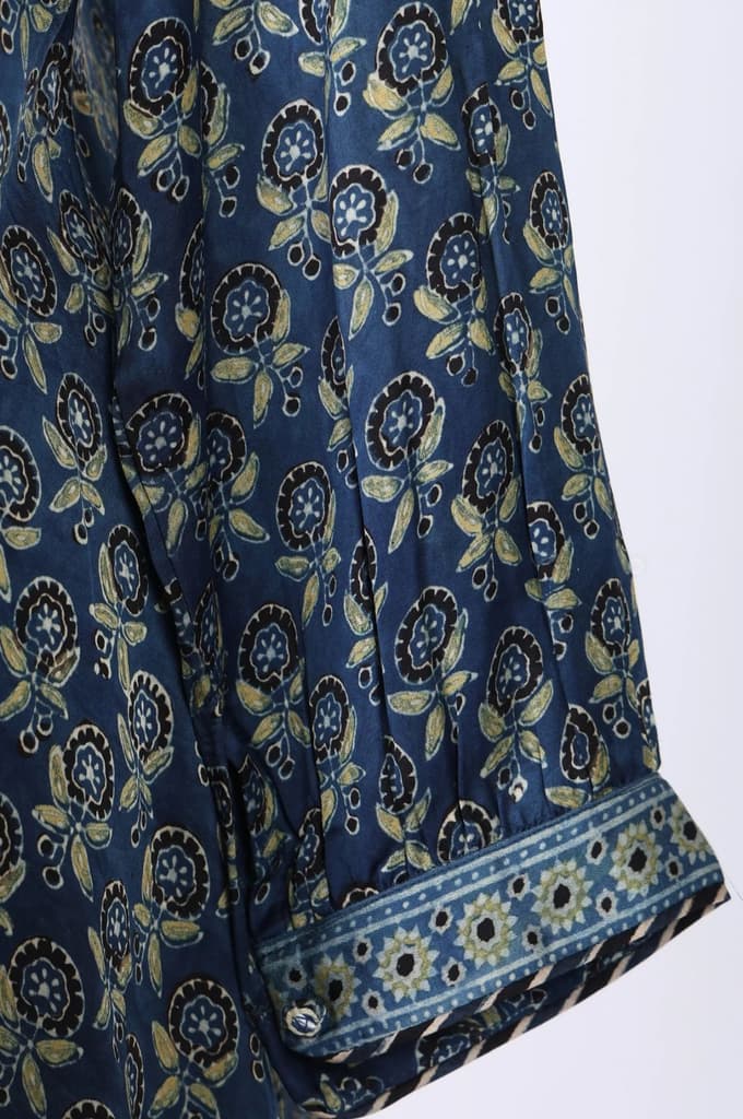 Blue Block Printed Modal Satin A-line Top — photo 7