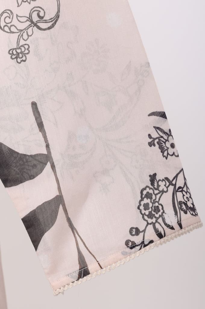 Cream Floral Printed Lace Chiffon Straight Kurta — photo 6