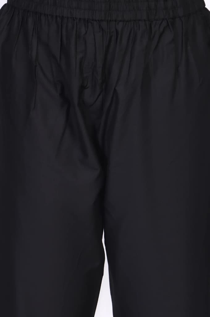 Black Embroidered A-Line Kurta with Straight Pant and Dupatta Set — photo 7
