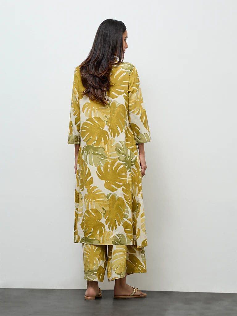 Utsa Green Foliage Printed A-Line Kurta — photo 4