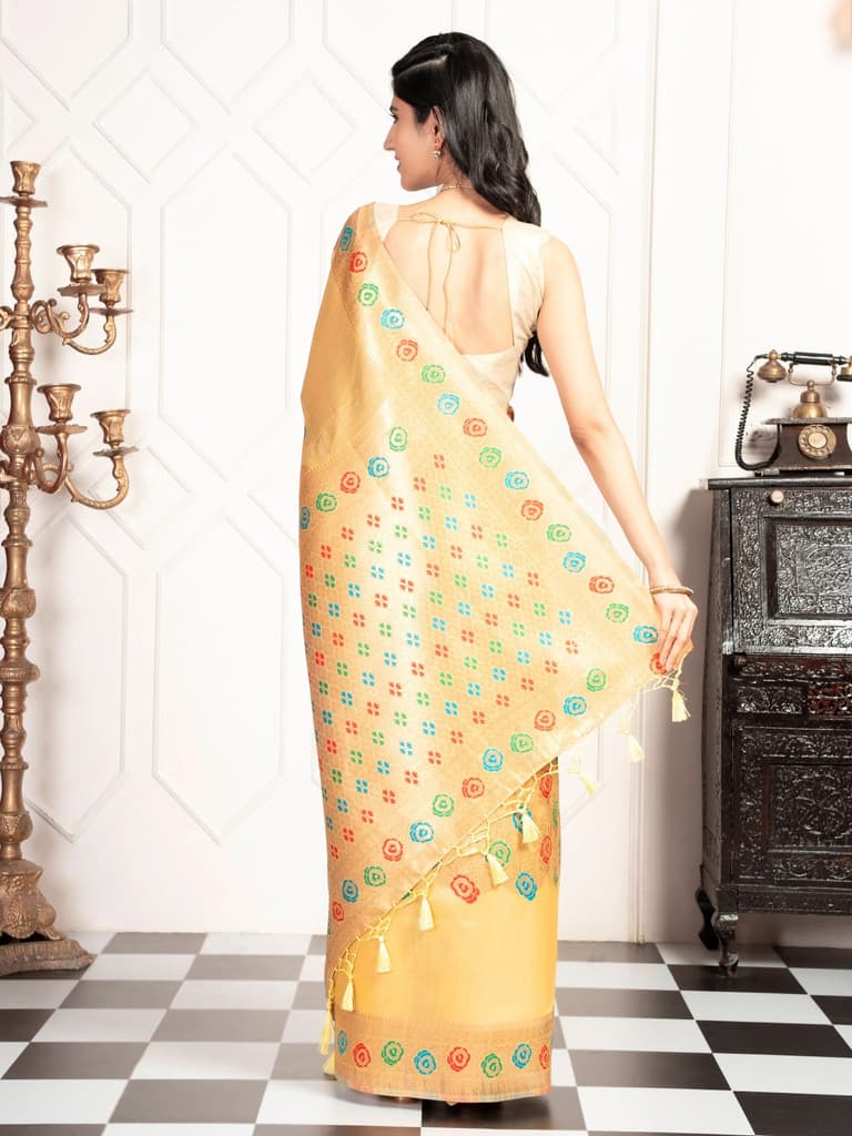 Mimosa Women's Woven Design Banarasi Style Art Silk Saree With Blouse Piece : SA00002082GDFREE — photo 4