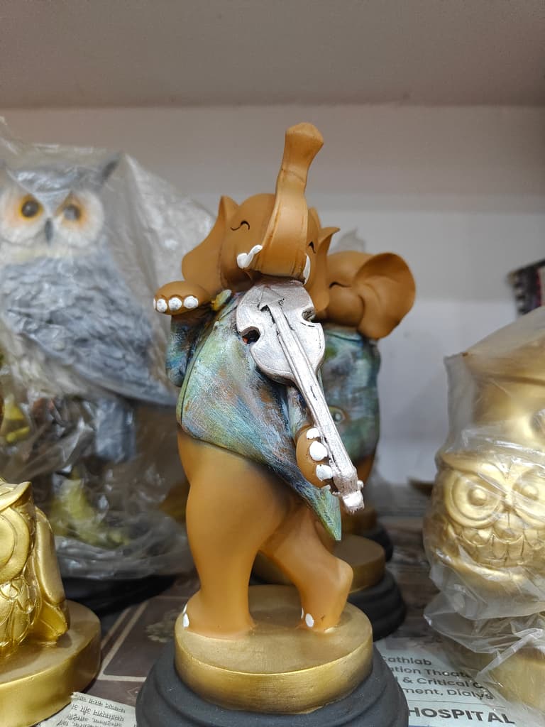 Elephant Figurine | Decorative | Ceramic | Brown