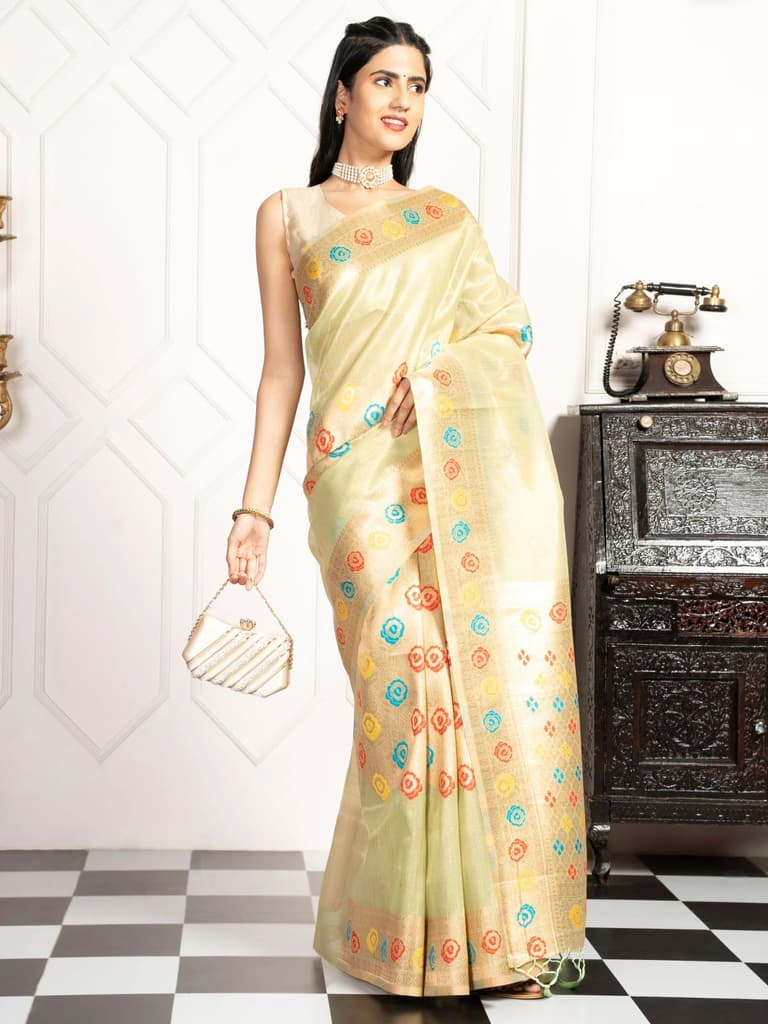 Mimosa Women's Woven Design Banarasi Style Art Silk Saree With Blouse Piece : SA00002082PSFREE — photo 5