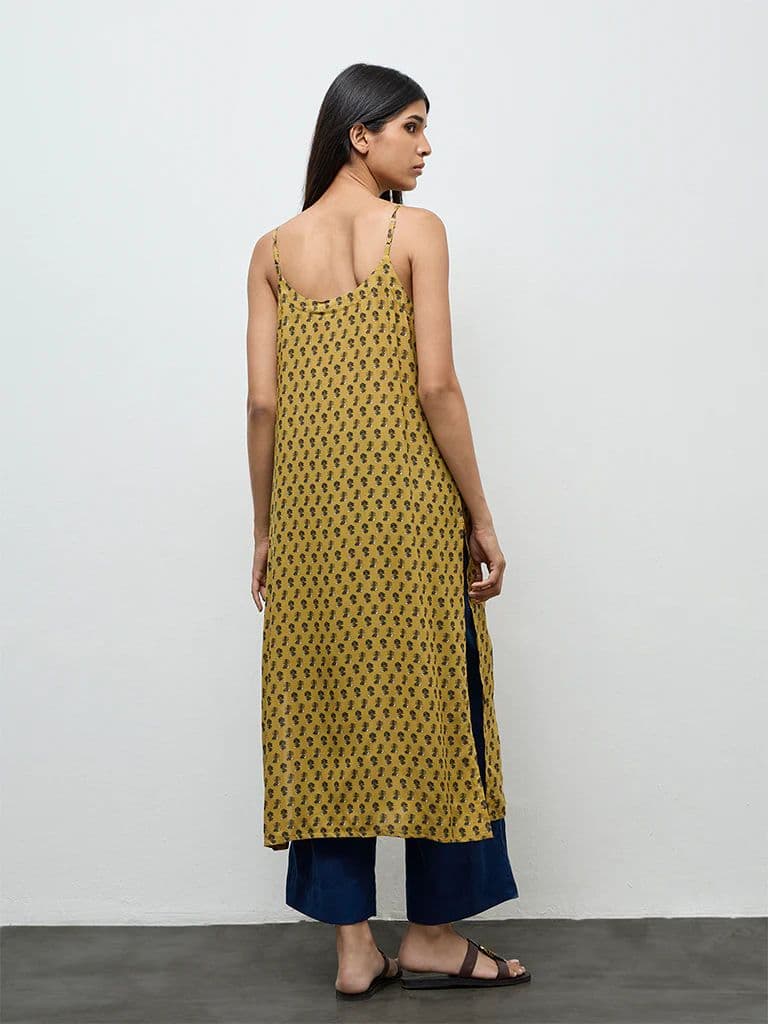 Utsa Mustard Floral Printed A-Line Kurta — photo 4