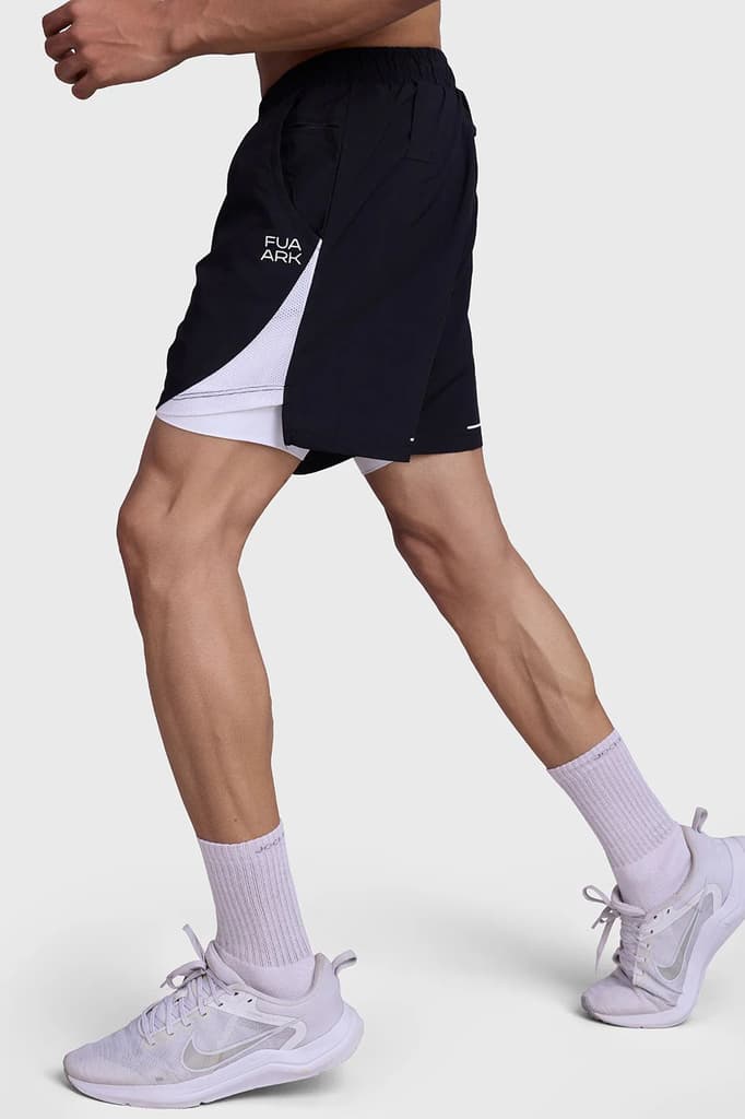 2 in 1 Mesh Shorts Black With White — photo 6