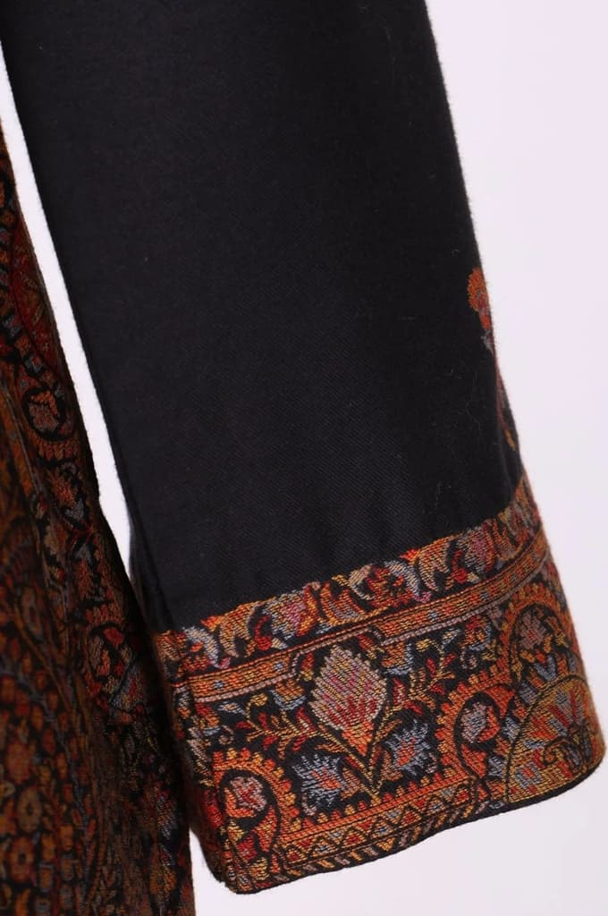 Black Ethnic Motifs Jacquard Straight Kurta with Pants and Dupatta Set — photo 7