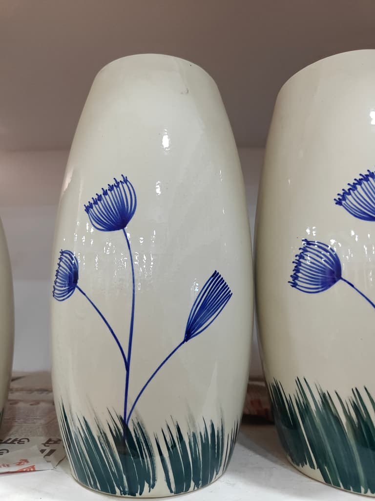 Blue Flowers Vase | Ceramic | Decorative | Blue
