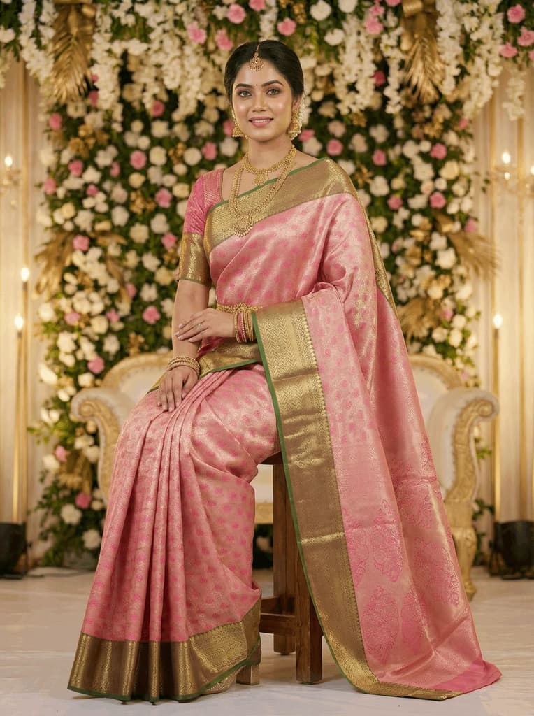 MIMOSA Women's Woven Design Kanjivaram Style Art Silk Saree with Blouse Piece - Rani Pink (SA00002866RNFREE) — photo 4