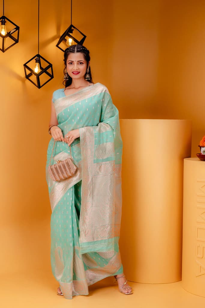 Mimosa Women's Woven Design Banarasi Style Art Silk Saree With Blouse Piece : SA00001779RMFREE — photo 5